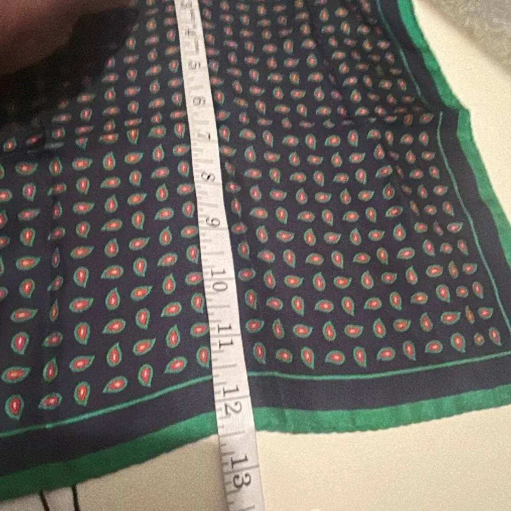 Beymen Club 100% Silk Handkerchief Green Blue Paisley Western Equestrian NWT